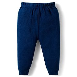 Babyhug Knitted Full Sleeves Sweater Set With Teddy Bear Design - Navy Blue