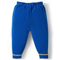 Babyhug Knitted Full Sleeves Sweater Set With Tractor Design - Royal Blue