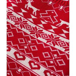 Babyhug Knit Full Sleeves Sweater Set With Deer Design - Red