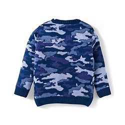 Babyhug Knit Full Sleeves Pullover Sweater Set with Camouflage Design - Navy Blue