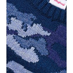 Babyhug Knit Full Sleeves Pullover Sweater Set with Camouflage Design - Navy Blue