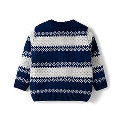 Babyhug Knitted Full Sleeves Striped Sweater Set - Navy Blue