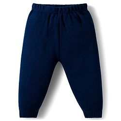 Babyhug Knitted Full Sleeves Striped Sweater Set - Navy Blue