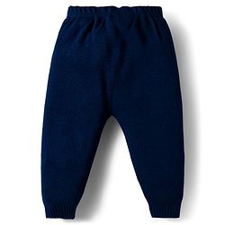 Babyhug Knitted Full Sleeves Striped Sweater Set - Navy Blue