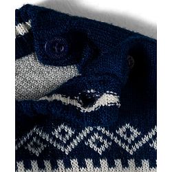 Babyhug Knitted Full Sleeves Striped Sweater Set - Navy Blue