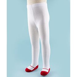 Cute Walk by Babyhug Knit Footed Solid Color Antibacterial Tights - White