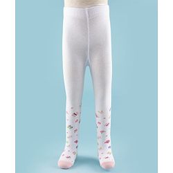 Cute Walk by Babyhug Knit Antibacterial Footed Tights with Butterfly Design - White