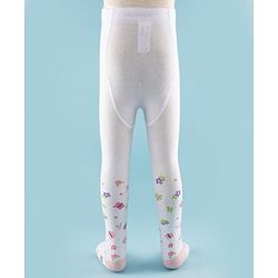 Cute Walk by Babyhug Knit Antibacterial Footed Tights with Butterfly Design - White