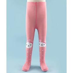 Cute Walk by Babyhug Knit Antibacterial Footed Tights with Bunny Design - Pink