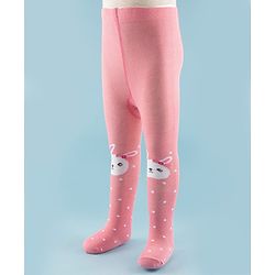 Cute Walk by Babyhug Knit Antibacterial Footed Tights with Bunny Design - Pink