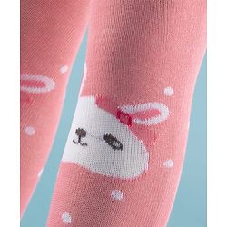 Cute Walk by Babyhug Knit Antibacterial Footed Tights with Bunny Design - Pink