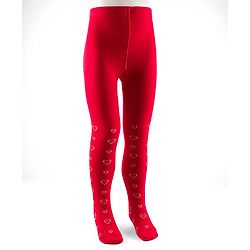 Cute Walk by Babyhug Anti-bacterial Tights with Heart Design - Red