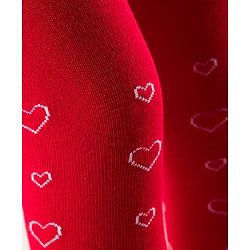 Cute Walk by Babyhug Anti-bacterial Tights with Heart Design - Red