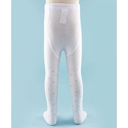 Cute Walk by Babyhug Knit Antibacterial Footed Tights with Cherry Design - White