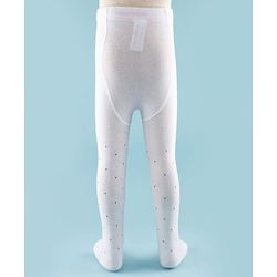 Cute Walk by Babyhug Knit Antibacterial Footed Tights with Cherry Design - White