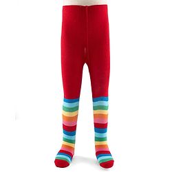 Cute Walk by Babyhug Knit Antibacterial Footed Tights with Color Block - Red