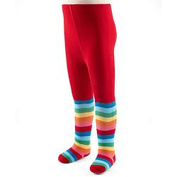 Cute Walk by Babyhug Knit Antibacterial Footed Tights with Color Block - Red