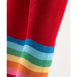 Cute Walk by Babyhug Knit Antibacterial Footed Tights with Color Block - Red