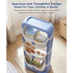 Babyhug 3 Layer Storage Organiser with Rabbit Face - Blue| Detachable Baskets| Wheels with Lock| Plug N Play Assembly| Stationery, Toys &  Clothes Storage| Rounded Edges