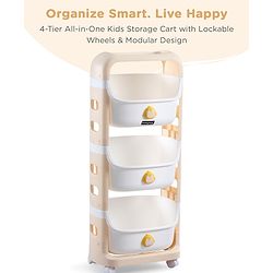 Babyhug 3 Layer Storage Organiser with Rabbit Face - Blue| Detachable Baskets| Wheels with Lock| Plug N Play Assembly| Stationery, Toys &  Clothes Storage| Rounded Edges