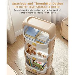 Babyhug 3 Layer Storage Organiser with Rabbit Face - Blue| Detachable Baskets| Wheels with Lock| Plug N Play Assembly| Stationery, Toys &  Clothes Storage| Rounded Edges