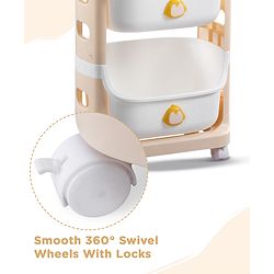 Babyhug 3 Layer Storage Organiser with Rabbit Face - Blue| Detachable Baskets| Wheels with Lock| Plug N Play Assembly| Stationery, Toys &  Clothes Storage| Rounded Edges