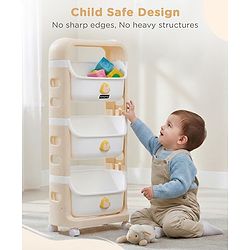Babyhug 3 Layer Storage Organiser with Rabbit Face - Blue| Detachable Baskets| Wheels with Lock| Plug N Play Assembly| Stationery, Toys &  Clothes Storage| Rounded Edges