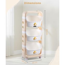 Babyhug 3 Layer Storage Organiser with Rabbit Face - Blue| Detachable Baskets| Wheels with Lock| Plug N Play Assembly| Stationery, Toys &  Clothes Storage| Rounded Edges
