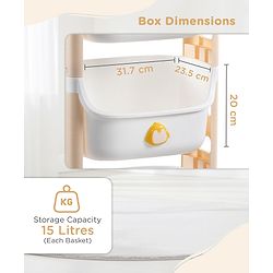 Babyhug 3 Layer Storage Organiser with Rabbit Face - Blue| Detachable Baskets| Wheels with Lock| Plug N Play Assembly| Stationery, Toys &  Clothes Storage| Rounded Edges