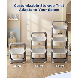 Babyhug 3 Layer Storage Organiser with Rabbit Face - Blue| Detachable Baskets| Wheels with Lock| Plug N Play Assembly| Stationery, Toys &  Clothes Storage| Rounded Edges