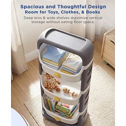 Babyhug 3 Layer Storage Organiser with Rabbit Face - Blue| Detachable Baskets| Wheels with Lock| Plug N Play Assembly| Stationery, Toys &  Clothes Storage| Rounded Edges