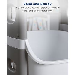 Babyhug 3 Layer Storage Organiser with Rabbit Face - Blue| Detachable Baskets| Wheels with Lock| Plug N Play Assembly| Stationery, Toys &  Clothes Storage| Rounded Edges