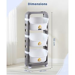Babyhug 3 Layer Storage Organiser with Rabbit Face - Blue| Detachable Baskets| Wheels with Lock| Plug N Play Assembly| Stationery, Toys &  Clothes Storage| Rounded Edges