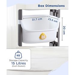 Babyhug 3 Layer Storage Organiser with Rabbit Face - Blue| Detachable Baskets| Wheels with Lock| Plug N Play Assembly| Stationery, Toys &  Clothes Storage| Rounded Edges