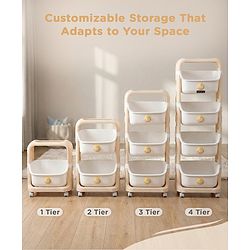 Babyhug 4 Layer Storage Organiser with Penguin Face - Yellow| Detachable Baskets| Wheels with Lock| Plug N Play Assembly| Stationery, Toys &  Clothes Storage| Rounded Edges