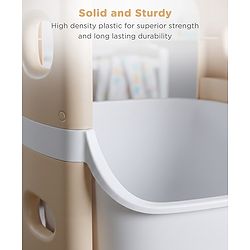 Babyhug 4 Layer Storage Organiser with Penguin Face - Yellow| Detachable Baskets| Wheels with Lock| Plug N Play Assembly| Stationery, Toys &  Clothes Storage| Rounded Edges