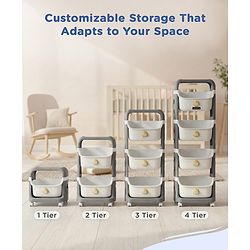 Babyhug 4 Layer Storage Organiser with Penguin Face - Yellow| Detachable Baskets| Wheels with Lock| Plug N Play Assembly| Stationery, Toys &  Clothes Storage| Rounded Edges