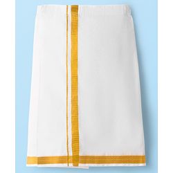 Babyhug South Cotton Solid Color Full Length Mundu - White
