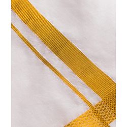 Babyhug South Cotton Solid Color Full Length Mundu - White