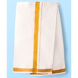 Babyhug Cotton Woven Full Length Solid Color Mundu - White