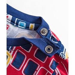 Babyhug Knit Premium Light Gauge Terry Full Sleeves T-Shirt & Denim Jeans  Set With Vehicle Print - Navy Blue