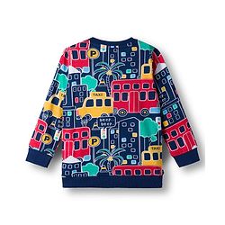 Babyhug Knit Premium Light Gauge Terry Full Sleeves T-Shirt & Denim Jeans  Set With Vehicle Print - Navy Blue