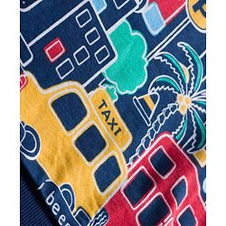 Babyhug Knit Premium Light Gauge Terry Full Sleeves T-Shirt & Denim Jeans  Set With Vehicle Print - Navy Blue