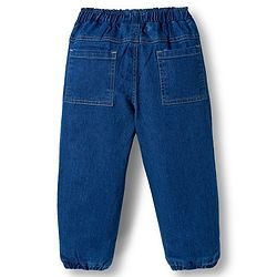 Babyhug Knit Premium Light Gauge Terry Full Sleeves T-Shirt & Denim Jeans  Set With Vehicle Print - Navy Blue