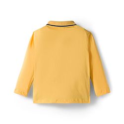 Babyhug Single Jersey Knit Full Sleeves Polo T-Shirt & Jeans Set with Soccer Embroidery & Football Print - Yellow & Blue