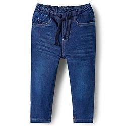 Babyhug Single Jersey Knit Full Sleeves T-Shirt & Denim Jeans Set With Stripes - Blue