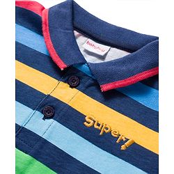 Babyhug Single Jersey Knit Full Sleeves T-Shirt & Denim Jeans Set With Stripes - Blue