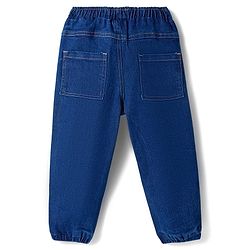Babyhug Knit Premium Light Gauge Terry Full Sleeves T-Shirt & Denim Jeans Set With Text Print & Cut & Sew Design - Blue