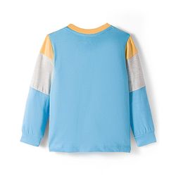 Babyhug Knit Premium Light Gauge Terry Full Sleeves T-Shirt & Denim Jeans Set With Text Print & Cut & Sew Design - Blue