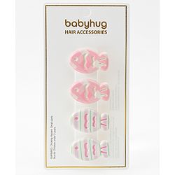 Babyhug Fish Shaped Hair Clips Pack of 4 - White Lilac & Pink